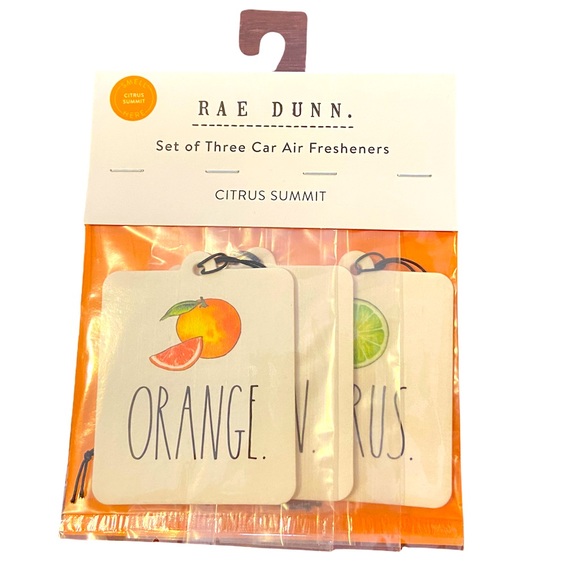 Rae Dunn ORANGE. LEMON. CITRUS. Car Air Fresheners Set